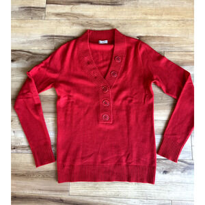 J Crew 100% Cashmere Red Button V Neck Sweater | Style 20925 Holiday 2009